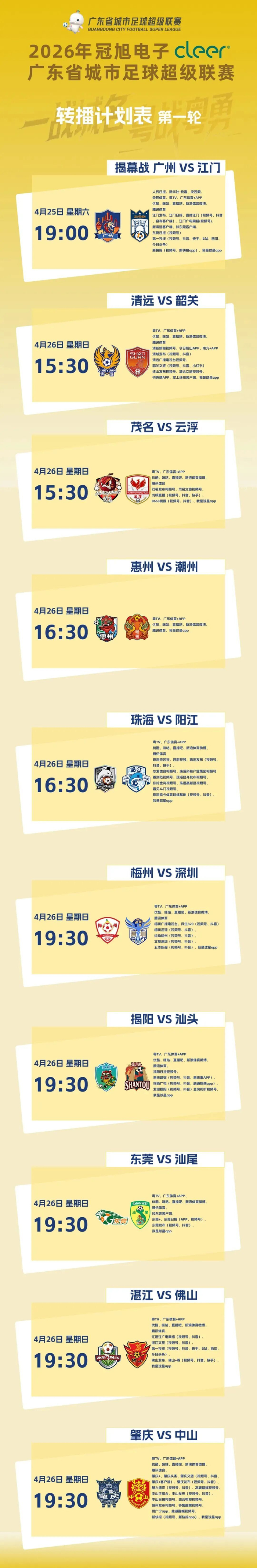 粤超联赛首轮赛事全面燃情开赛 各主场特色活动